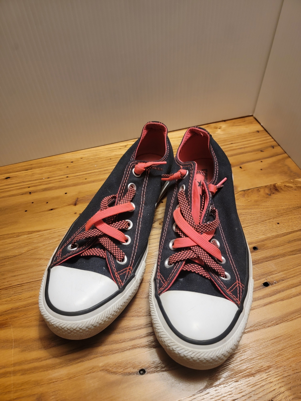 Converse Black Canvas Sneakers with Pink Accents